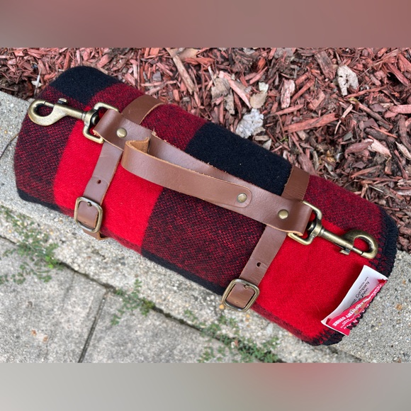 Vintage NOS Red Buffalo Plaid Wool Pack Blanket Hiking Camping Throw USA Made - Picture 2 of 11